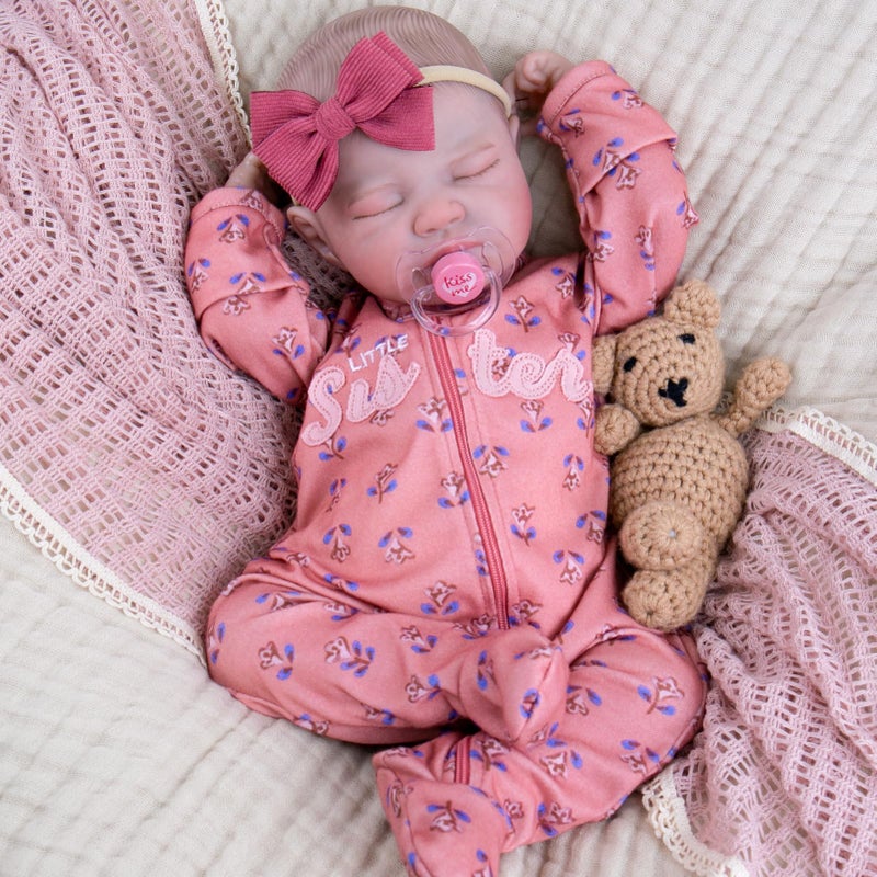 Aori Lifelike Reborn Baby Dolls 20 Inch Ultra Realistic Sleeping Girl Newborn Baby Doll with Weighted Body for Cuddling Poseable Vinyl Doll Includes Accessories for Collectors Kids 3 - Image 3