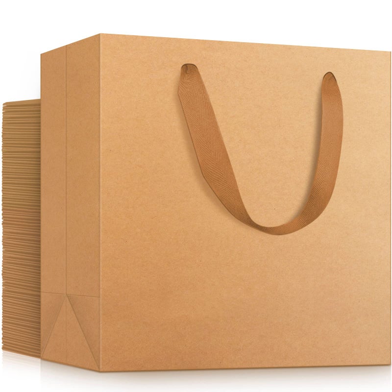 Kraft Paper Bags Eusoar 50pcs 125 x45 x11 Shopping Paper Bags with Handles Brown Kraft Paper Bags Retail Handle Bags Merchandise Bags Wedding Party Bags