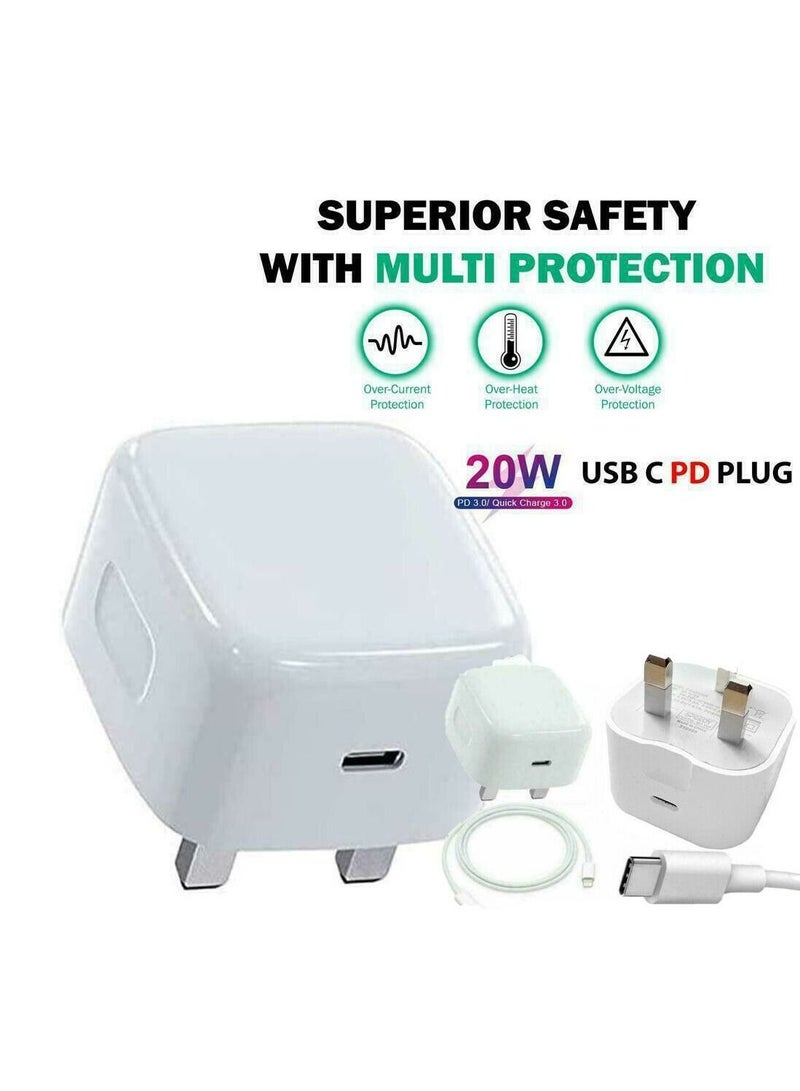 2 PACK iPhone 13 12 11 Pro Mini XR XS MAX Fast Charging USB-C PD Plug Charger Cable - Image 2