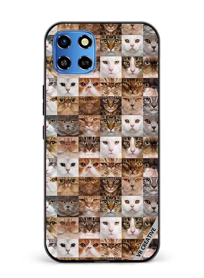 VR CREATIVE Protective Case Cover For Infinix Smart 6 HD Cat Faces Design Multicolour - Image 1
