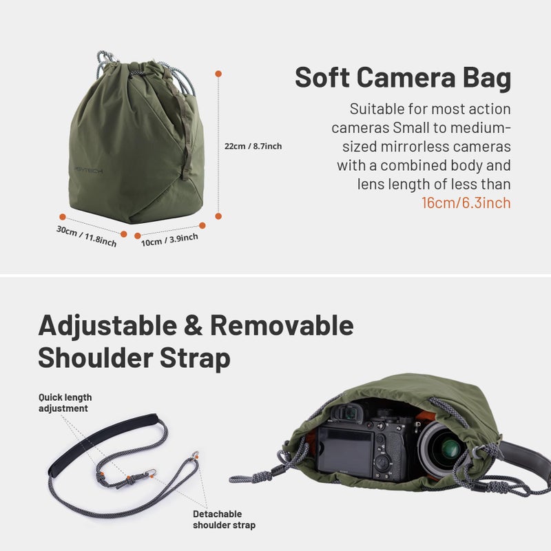 PGYTECH OneGo Drawstring Small Camera Bag, Soft Cute Camera Pouch Handbag compatible with Mirrorless Cameras/Nikon/Canon/Sony/Fuji Camera Case - Image 4