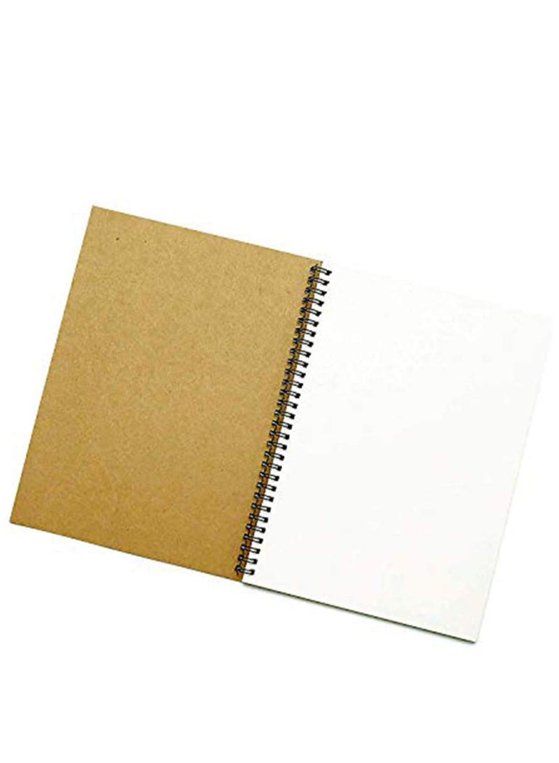 Spiral Notebook Spiral Sketch Book Large Notebook Kraft Cover Blank Sketch Pad Wirebound Sketching for Drawing Painting Notebook Journal (1 Pack) 60 Pages - Image 3