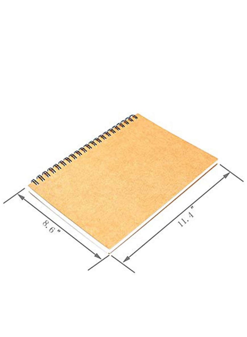 Spiral Notebook Spiral Sketch Book Large Notebook Kraft Cover Blank Sketch Pad Wirebound Sketching for Drawing Painting Notebook Journal (1 Pack) 60 Pages - Image 2