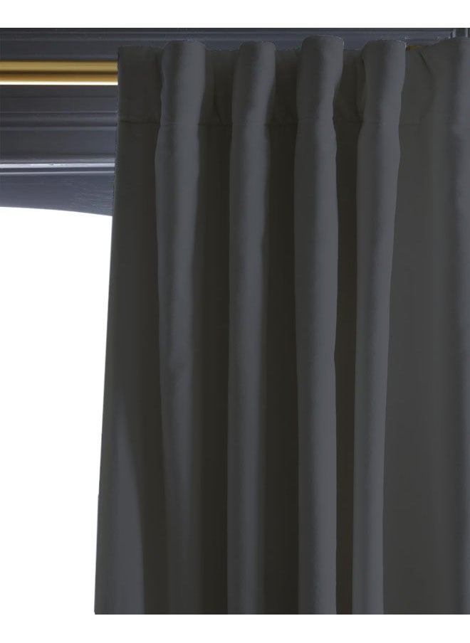 Naguib Selim Velvet Curtains Soft Fabric 1 Piece Dark Grey-140x280  - Image 3