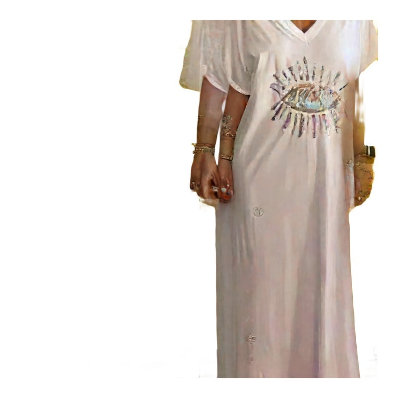 Evil Eye Print Loose Fit Plus Size Maxi Dress - Image 1