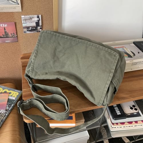 Collsants Messenger Bag for Women Men Satchel Bag Canvas Crossbody Shoulder Bag Casual Sling Bag(green) - Image 2