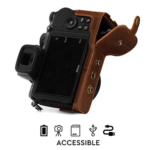 MegaGear MG1814 Ever Ready Genuine Leather Camera Case Compatible with Nikon Z50 (16-50mm) - Brown - Image 4