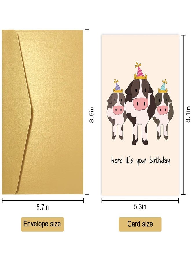 Obbyidk Funny Pun Herd Birthday Card for Women Men, Cute Cow Birthday Card for Friend, Heard It's Your Birthday - Image 2