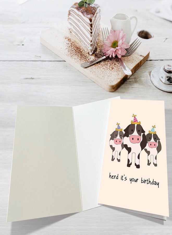 Obbyidk Funny Pun Herd Birthday Card for Women Men, Cute Cow Birthday Card for Friend, Heard It's Your Birthday - Image 3