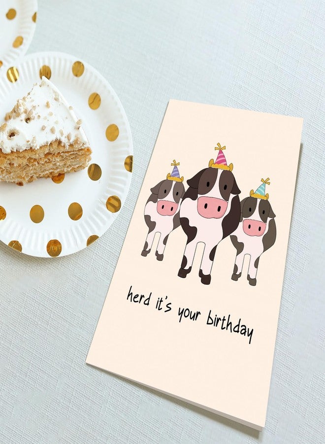 Obbyidk Funny Pun Herd Birthday Card for Women Men, Cute Cow Birthday Card for Friend, Heard It's Your Birthday - Image 4