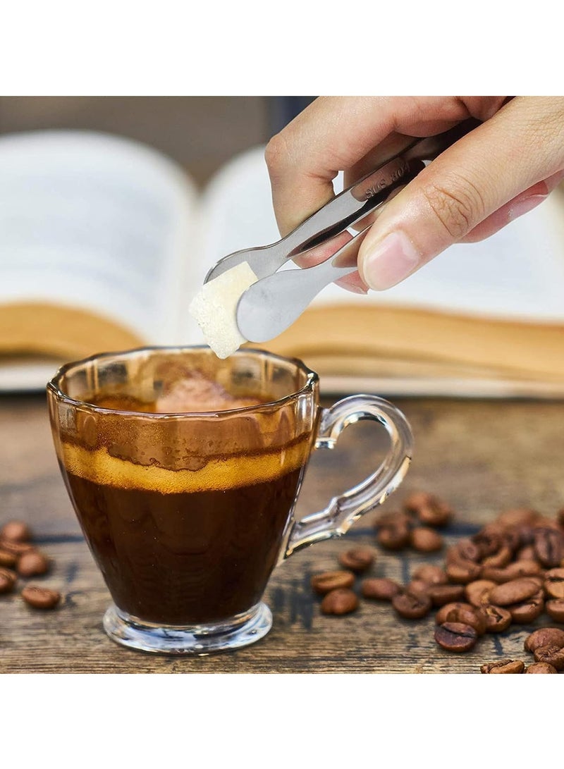 6PCS Mini Sugar Tongs, Stainless Steel Small Serving Tongs, Food-Grade 304 Stainless Steel Tongs, for Appetizers, Tea Party, Coffee Bar, Desserts (4.25Inch Silver) - Image 4