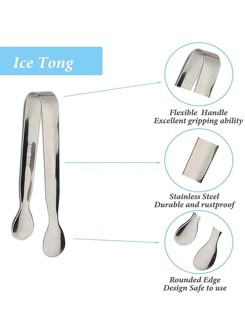 6PCS Mini Sugar Tongs, Stainless Steel Small Serving Tongs, Food-Grade 304 Stainless Steel Tongs, for Appetizers, Tea Party, Coffee Bar, Desserts (4.25Inch Silver) - Image 3