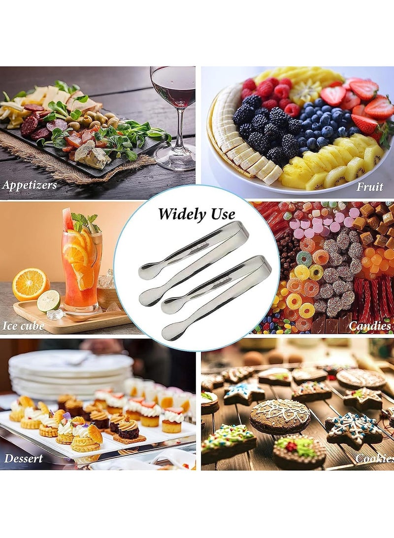 6PCS Mini Sugar Tongs, Stainless Steel Small Serving Tongs, Food-Grade 304 Stainless Steel Tongs, for Appetizers, Tea Party, Coffee Bar, Desserts (4.25Inch Silver) - Image 5