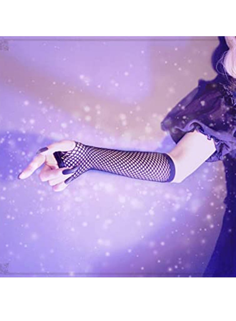 SYOSI 80s Fishnet Gloves for Women and Girls in Theme Party Costume Accessories Black Punk Goth Lady Disco Dance Fingerless Mesh Fancy Dress Accessory 1 Pair  - Image 3