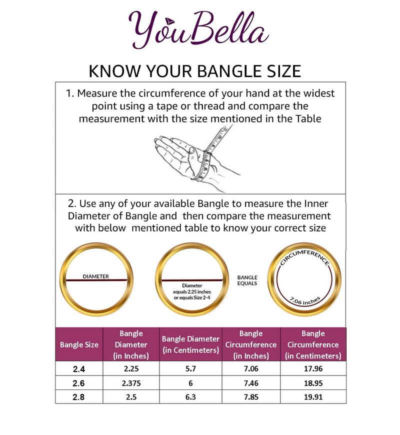 YouBella أساور ذهبية مطلية بالألماس الأمريكي للنساء والفتيات - Image 5