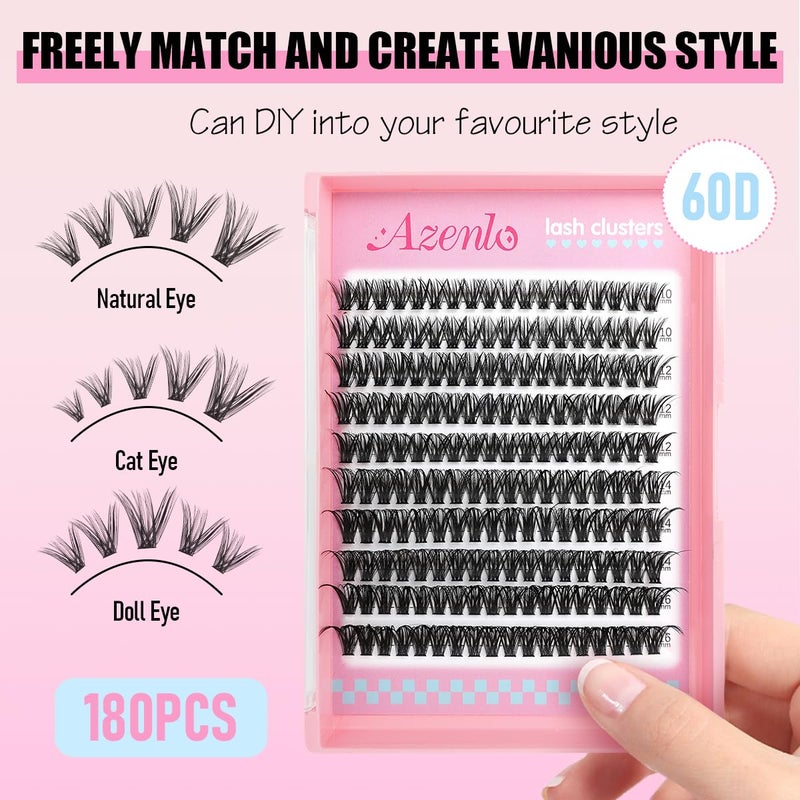 Azenlo Natural Lash Clusters Kit Wispy Eyelash Clusters 120 pcs Cluster Eyelash Extensions C Curl Individual Lashes 10-16 mm Mix Length Natural Look (60D KIT 120 Pcs) - Image 3