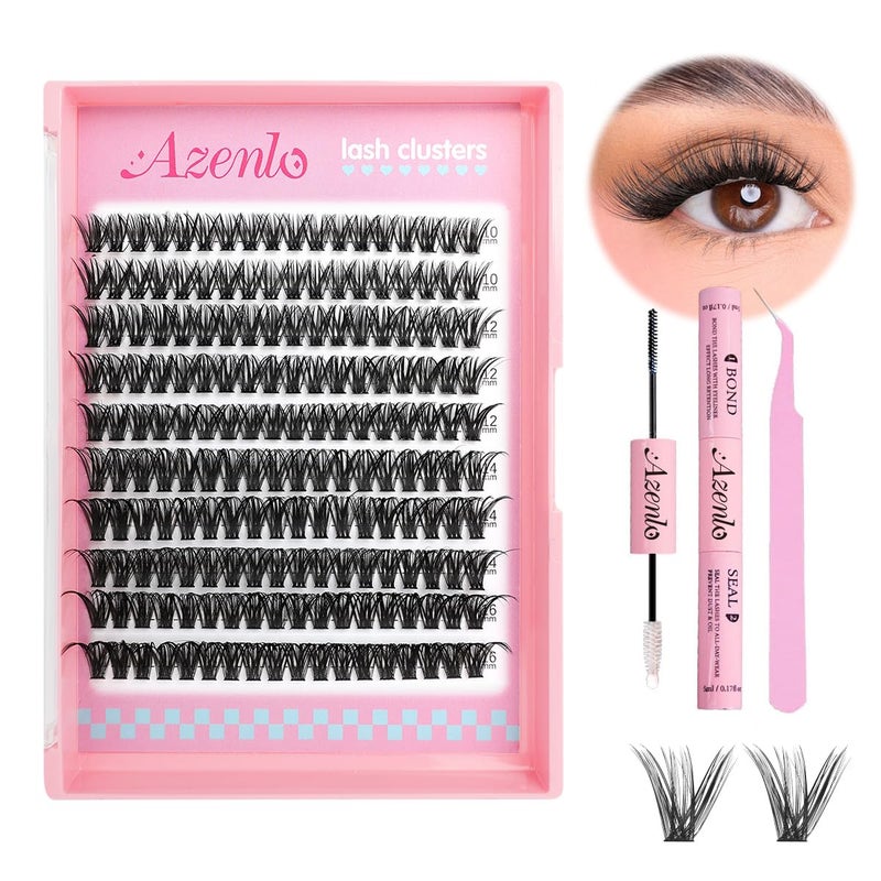 Azenlo Natural Lash Clusters Kit Wispy Eyelash Clusters 120 pcs Cluster Eyelash Extensions C Curl Individual Lashes 10-16 mm Mix Length Natural Look (60D KIT 120 Pcs) - Image 1