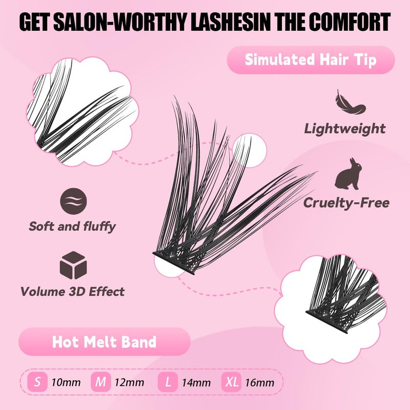 Azenlo Natural Lash Clusters Kit Wispy Eyelash Clusters 120 pcs Cluster Eyelash Extensions C Curl Individual Lashes 10-16 mm Mix Length Natural Look (60D KIT 120 Pcs) - Image 4