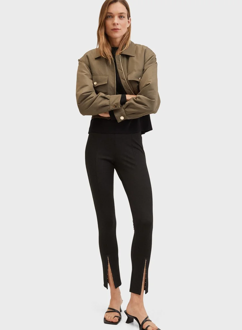 MANGO Front Slit Leggings