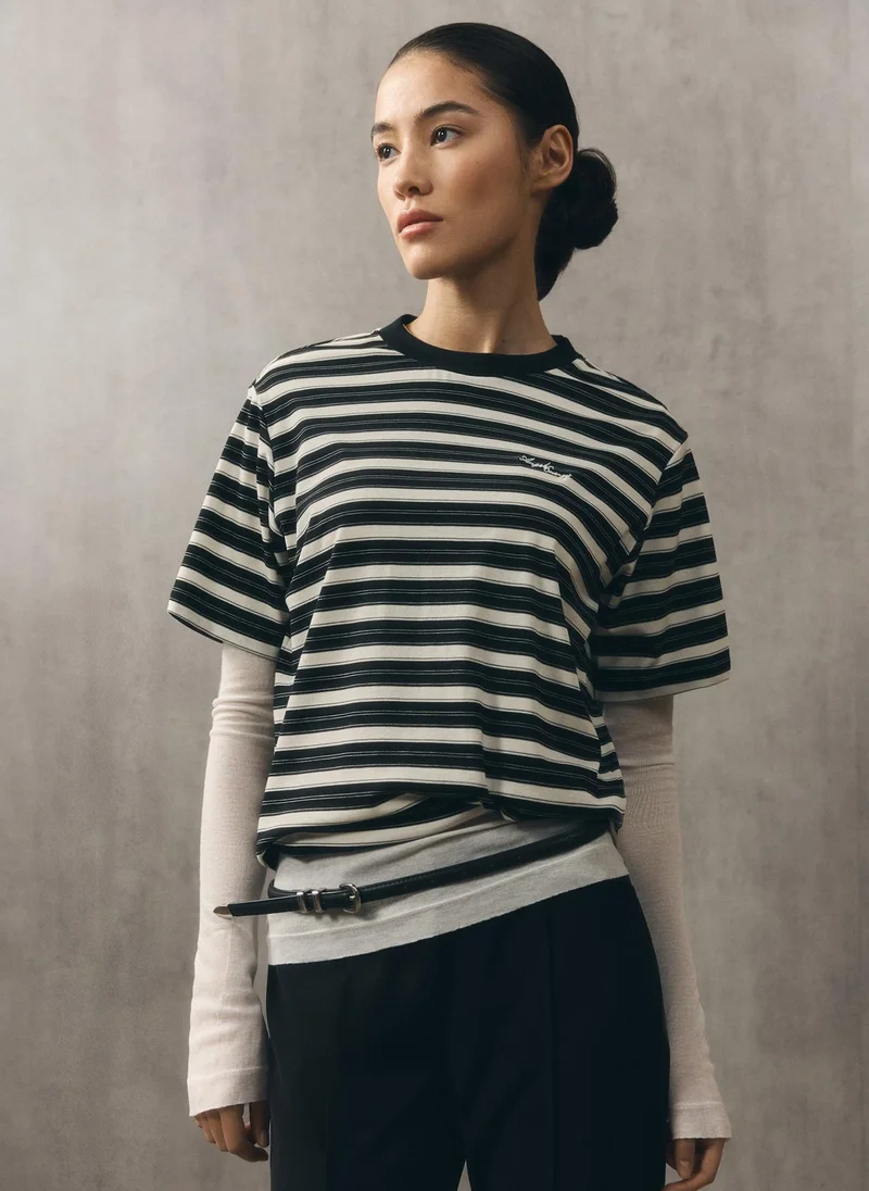 Lichi Loose striped T-shirt with lettering