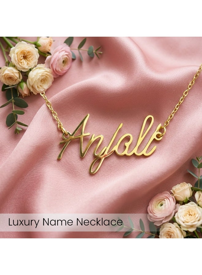 NENOUSH Kids Name Necklace | English Letter Pendant Chain 35cm | Gold Tone Jewelry | Birthday Party Gift for Girls | Daily Wear Fashion Jewelry for Special Occasions - Image 2