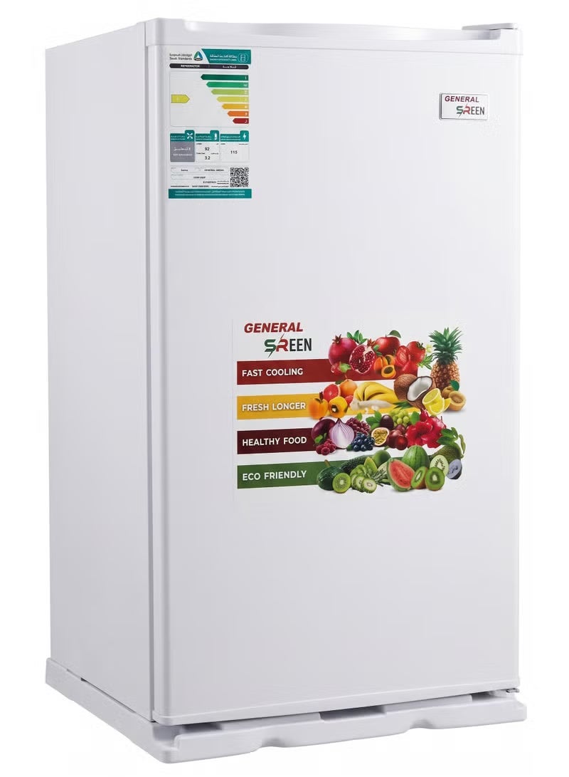General Sreen 92L Single Door Refrigerator - Mini Fridge - Energy Efficient - White - GSRF-92DF - Image 2