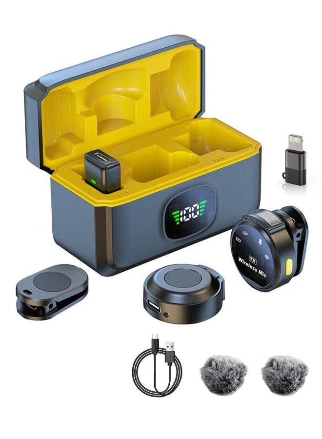 كوراكس ميكروفون Lavalier اللاسلكي لآيفون / أندرويد مع البرق / USB C 2 TX + 2 RX + حالة الشحن ميكروفون صغير مع إلغاء الضوضاء 30H مقطع البطارية على ميكروفون الليبل لتسجيل الفيديو - Image 1
