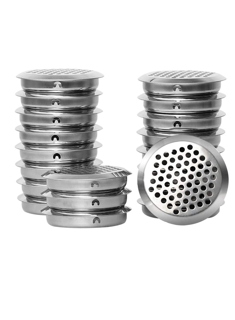 Stainless Steel Air Vent Hole, 20 PCS Ventilation Louver Round Shaped Mesh Hole Louver, Round Ventilation Grille for Shoe Cabinets, Lockers, Wardrobes, Wall Air Soffit Vents Ducting Air Outlet Hood - Image 1