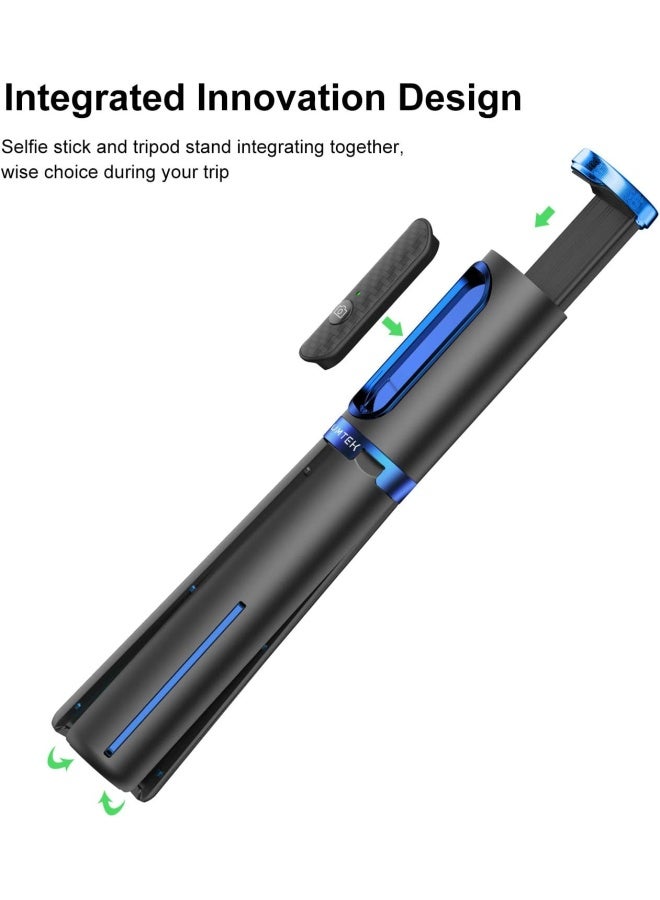Atumtek Selfie Stick Tripod, Extendable 3 In 1 Aluminum Bluetooth Selfie Stick With Wireless Remote And Tripod Stand For Iphone 13/13 Pro/12/11/11 Pro/Xs Max/Xs/Xr/X/8/7, Samsung Smartphones, Blue - Image 2