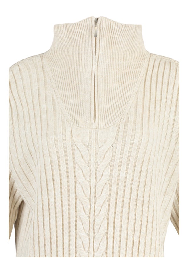 trendyol - Ecru Thessaloniki Braided Zippered Knitwear Sweater TCTAW23AK00017 - Image 1