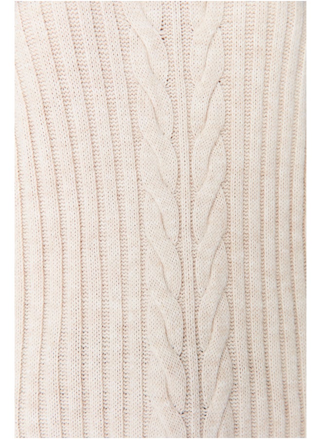 trendyol - Ecru Thessaloniki Braided Zippered Knitwear Sweater TCTAW23AK00017 - Image 1