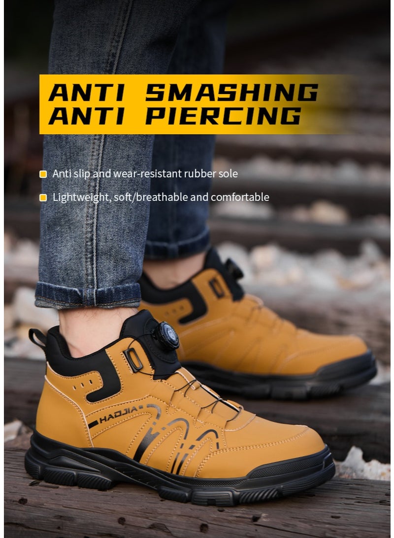 أحذية أمان رجالية ذات أصابع فولاذية، خفيفة الوزن ومريحة، مقاومة للثقب ومقاومة للانزلاق، مقاومة للتآكل ومتينة، مريحة لفترات طويلة من الوقوف، خفيفة الوزن وجيدة التهوية، أحذية عمل يمكن ارتداؤها أيضًا كأحذية رياضية عصرية. - Image 1