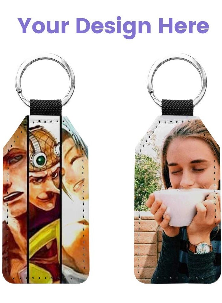 Zikra 10 Pcs Sublimation Blank Keychains, PU Leather White Keychains Ornament Pendants, for Man Women Crafts Heat Transfer - Image 4