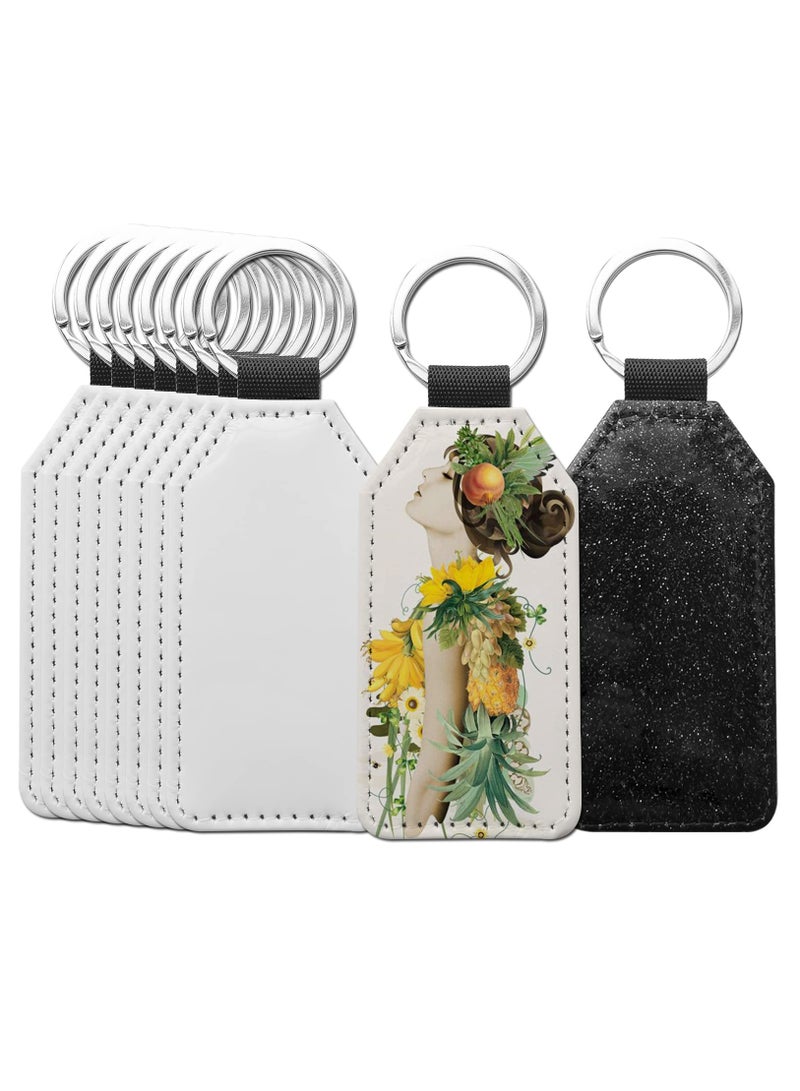Zikra 10 Pcs Sublimation Blank Keychains, PU Leather White Keychains Ornament Pendants, for Man Women Crafts Heat Transfer - Image 1