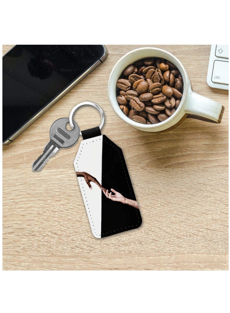 Zikra 10 Pcs Sublimation Blank Keychains, PU Leather White Keychains Ornament Pendants, for Man Women Crafts Heat Transfer - Image 5
