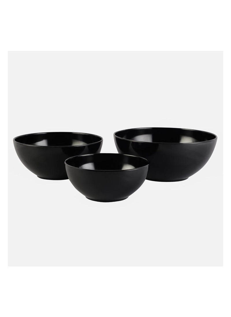 Generic Melamine Bowls Cereal Bowls Set Unbreakable Melamine Classic Bowls Set Of 3 Bowls Set For Breakfast Lunch Dinner Dishwasher Safe Black  - Image 1