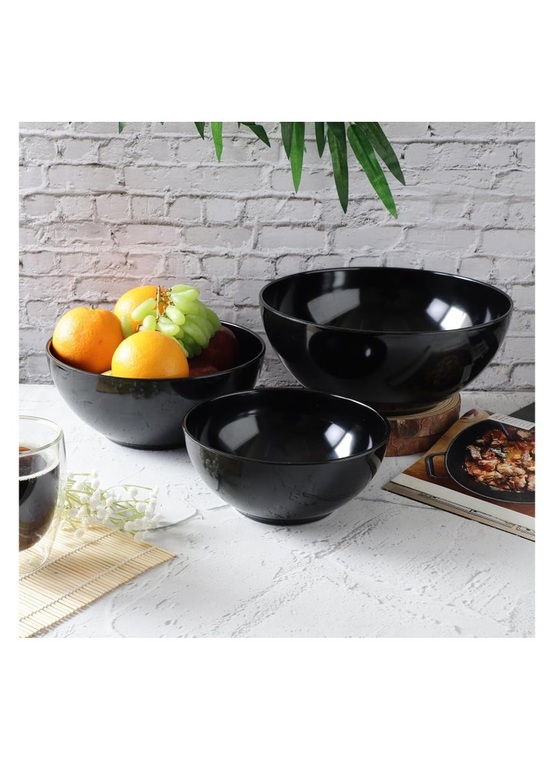 Generic Melamine Bowls Cereal Bowls Set Unbreakable Melamine Classic Bowls Set Of 3 Bowls Set For Breakfast Lunch Dinner Dishwasher Safe Black  - Image 4
