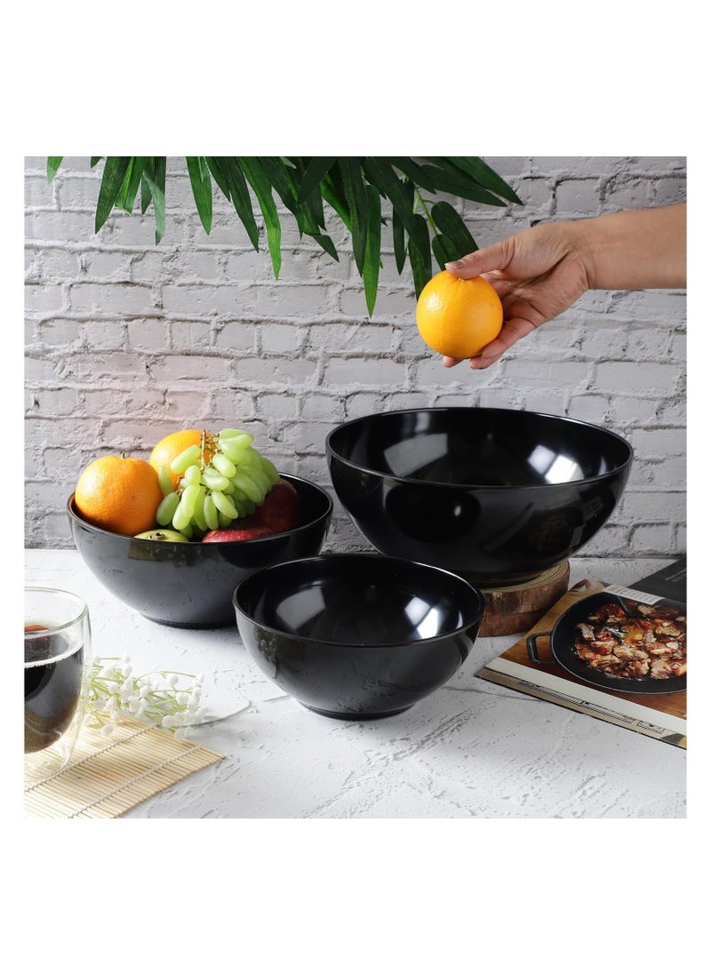 Generic Melamine Bowls Cereal Bowls Set Unbreakable Melamine Classic Bowls Set Of 3 Bowls Set For Breakfast Lunch Dinner Dishwasher Safe Black  - Image 5