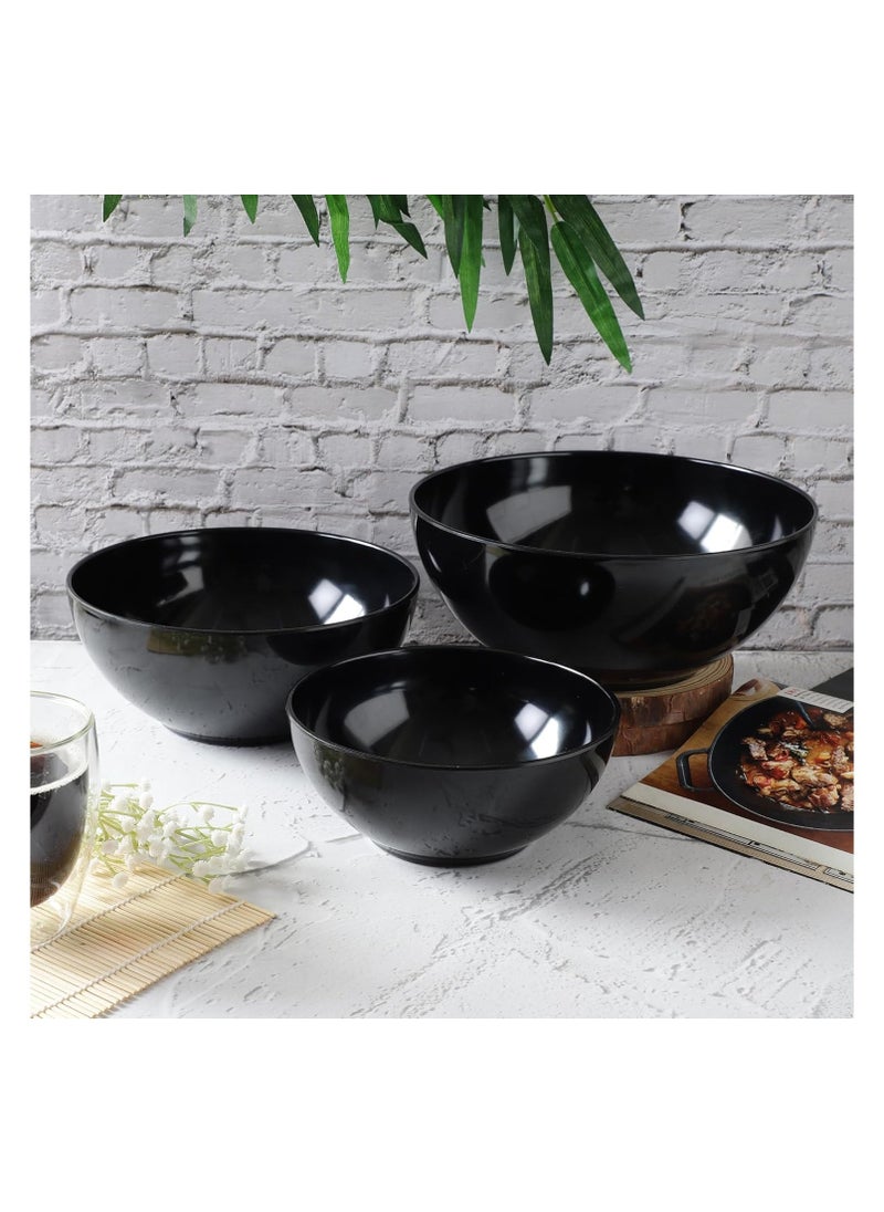 Generic Melamine Bowls Cereal Bowls Set Unbreakable Melamine Classic Bowls Set Of 3 Bowls Set For Breakfast Lunch Dinner Dishwasher Safe Black  - Image 3