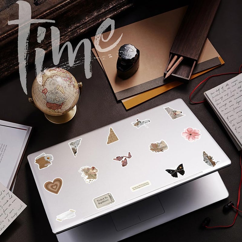 ANUWKS 120Pcs Mixed Vintage Stickers, Waterproof Scrapbook Aesthetic Sticker for Daily Planner, Water Bottles, Handbook Junk Journal Stickers, Scrapbooking Journaling Supplies for DIY Paper Crafts - Image 4