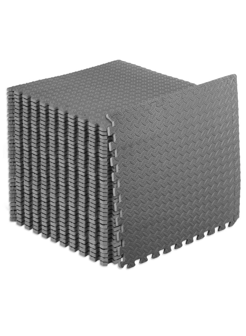 XiuWoo Puzzle Exercise Mat ½ in, EVA Interlocking Foam Floor Tiles for Home Gym, Mat for Home Workout Equipment, Floor Padding for Kids, Grey-18 Tiles  - Image 1