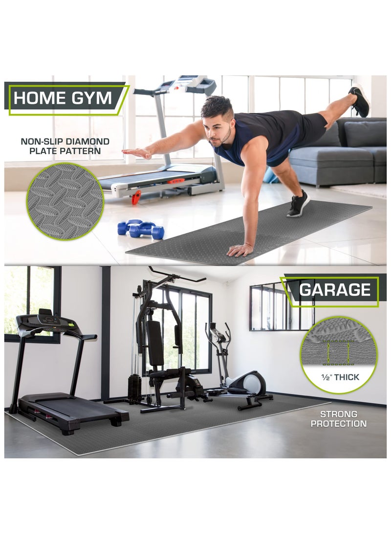 XiuWoo Puzzle Exercise Mat ½ in, EVA Interlocking Foam Floor Tiles for Home Gym, Mat for Home Workout Equipment, Floor Padding for Kids, Grey-18 Tiles  - Image 5
