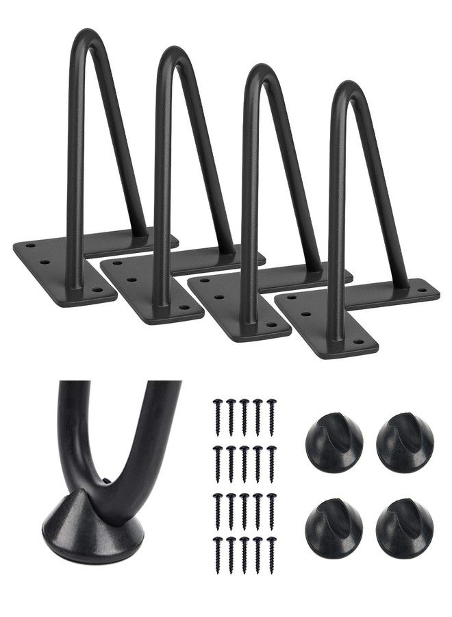 SMARTSTANDARD Hairpin Table Legs 24 Inch, 3/8" Solid Metal Legs for DIY Bench Desk Chairs Dining End Table - Set of 4, Carbon Steel Black Heavy Duty Furniture Legs with Rubber Floor Protectors - Image 1