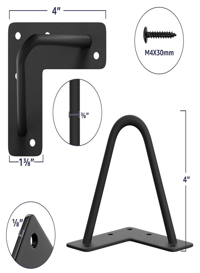 SMARTSTANDARD Hairpin Table Legs 24 Inch, 3/8" Solid Metal Legs for DIY Bench Desk Chairs Dining End Table - Set of 4, Carbon Steel Black Heavy Duty Furniture Legs with Rubber Floor Protectors - Image 2