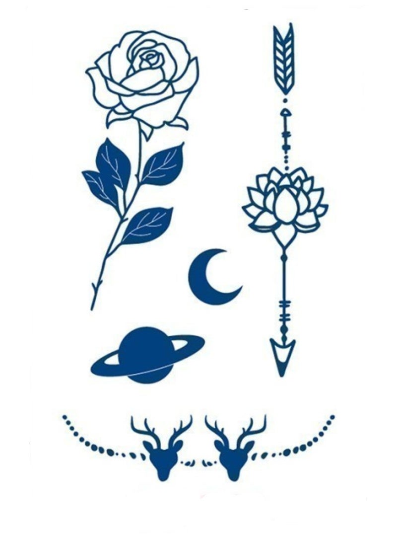Generic 2 Week Tattoo Semi Permanent Tattoos Flowers & Moon Design Sticker, Large Sheet Lasting 2 Weeks Tattoo for Women Girls and Men Realistic Temporary Tattoo Stickers - Image 2