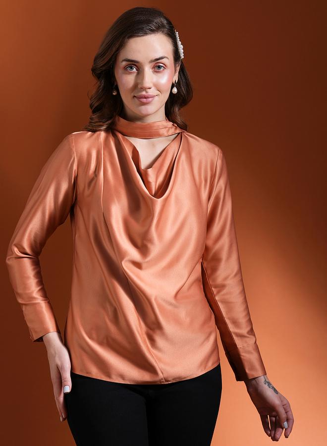 globus Globus Solid Satin Cowl Neck Top  - Image 5