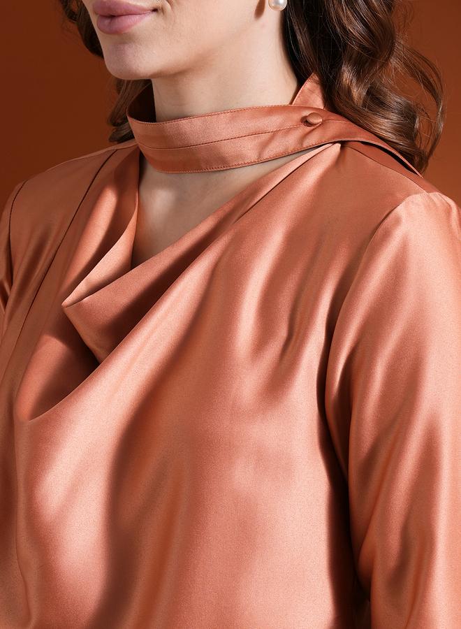 globus Globus Solid Satin Cowl Neck Top  - Image 4