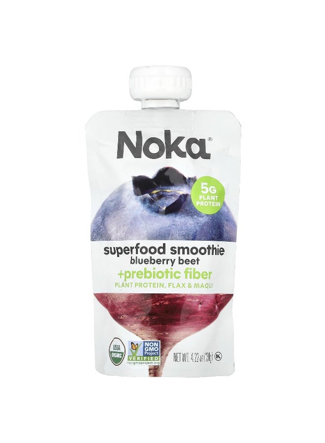 Noka Noka, Superfood Smoothie + Prebiotic Fiber, Blueberry Beet, 4.22 oz (120 g) - Image 1