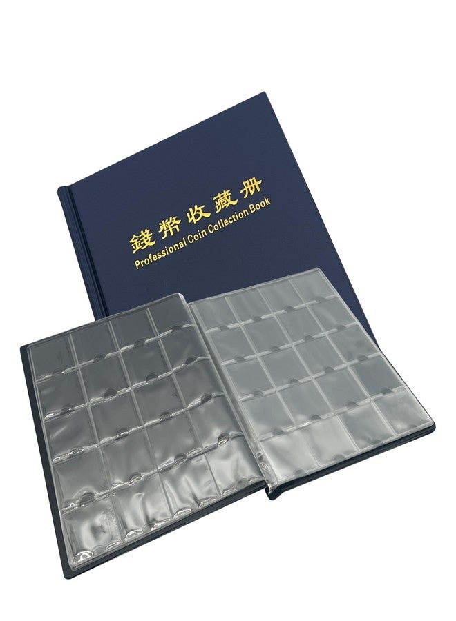 PCCB MINGT 200 Slots Pockets Multi-Colour Options Professional Coin Collection Album for Cardboard Coin Flip Holders (Blue) - Image 1