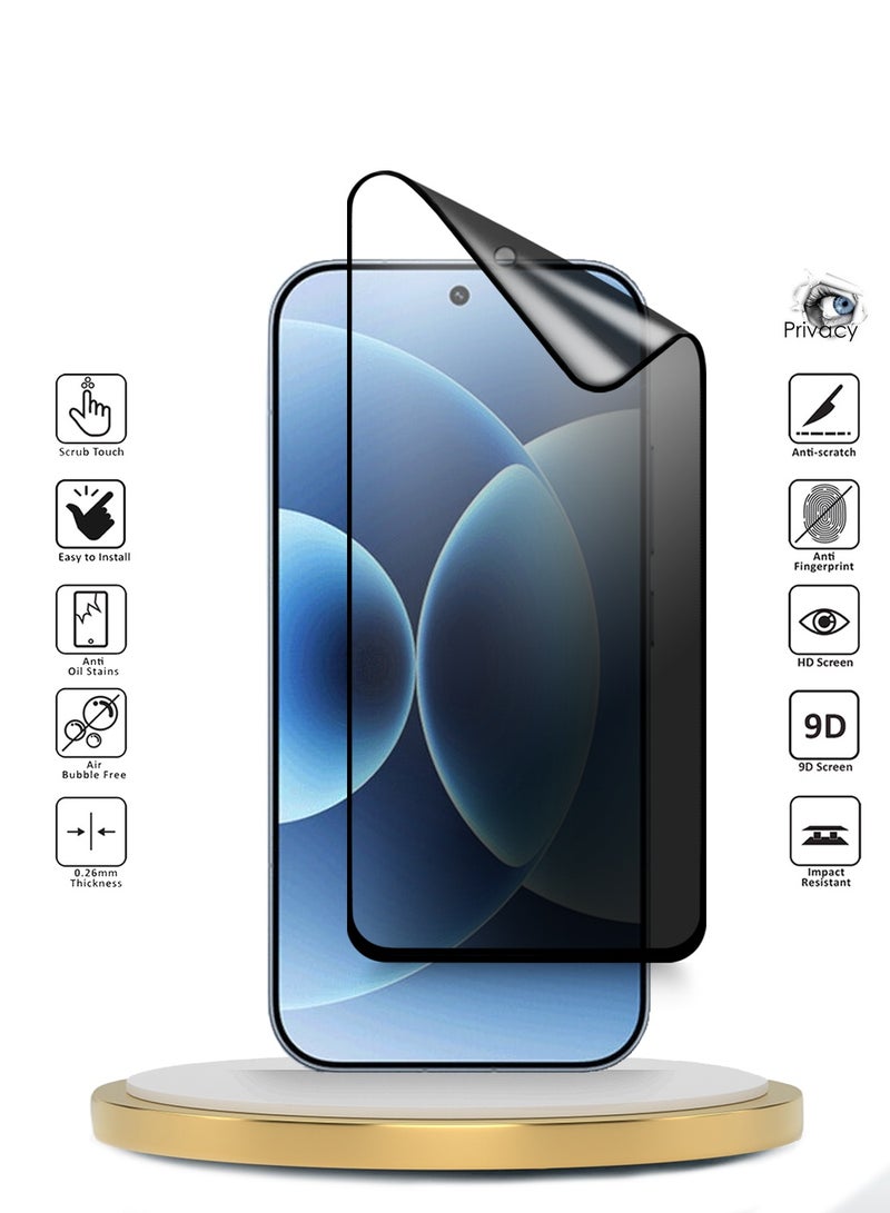 دبليو تيك حامي شاشة مرن من النانو سيراميك بحماية كاملة للخصوصية لهاتف شاومي 17 5G 2025، لاصق كامل، تغطية كاملة، لمسة مطفية (MSCNMP) - شفاف/أسود - Image 2